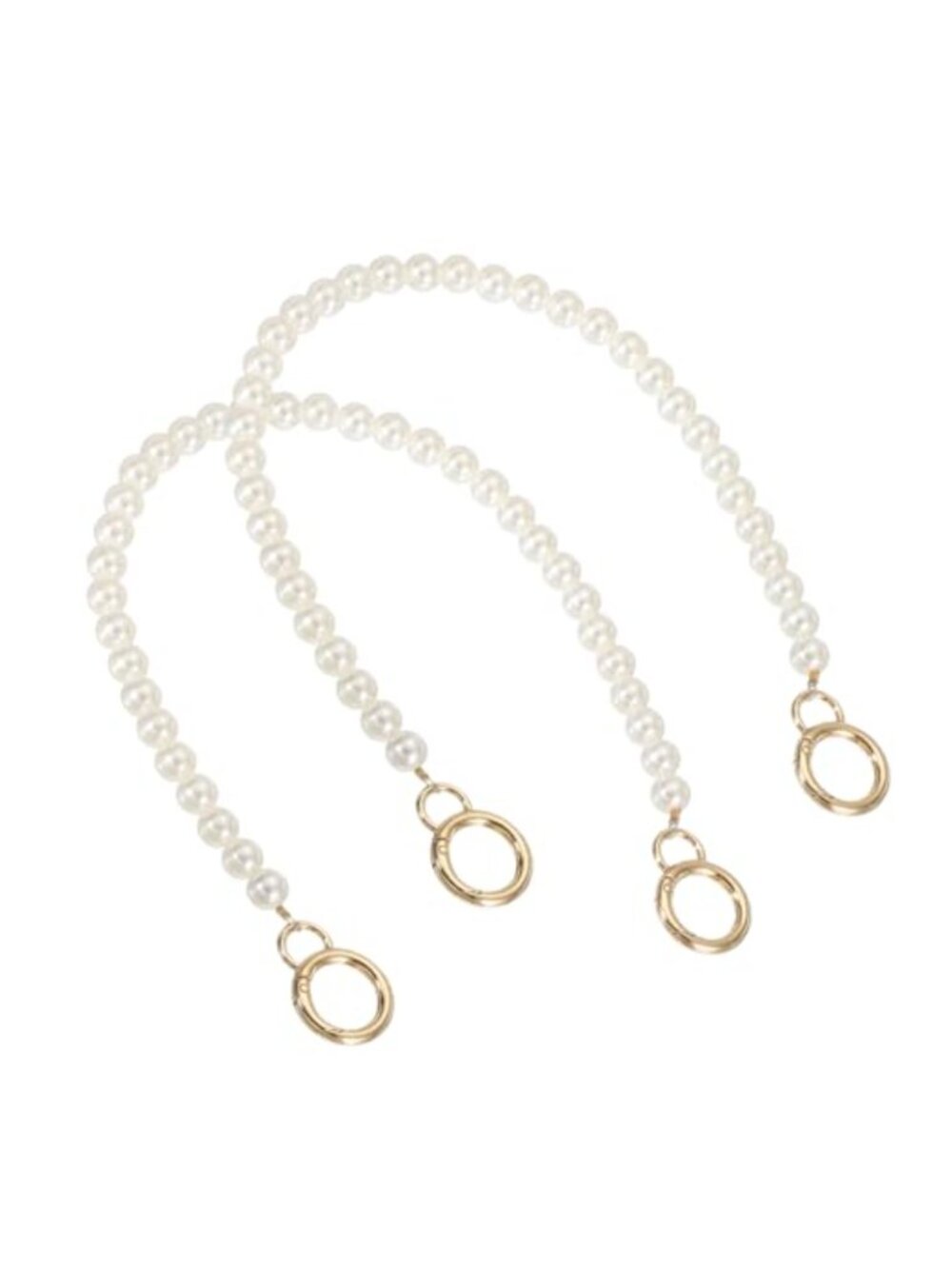 2Pc Imitation Pearl Purse Strap Chain Extender 16" Gold